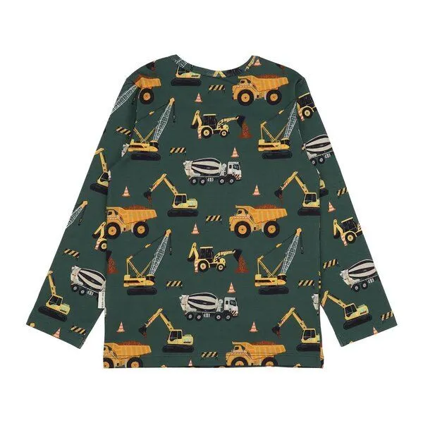 Walkiddy Walkiddy Langarmshirt Grün Baumaschinen-Allover Bio-Baumwolle GOTS, Grün, – Produktbild 2 von 3