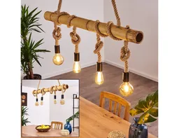 hofstein Hängeleuchte »Chalpe« Hängelampe aus Bambus/Kordel in Braun/Natur, ohne Leuchtmittel, 4xE27, mit Babumsstab im Retro/Vintage-Design, Höhe max. 122cm – Produktbild 1 von 1