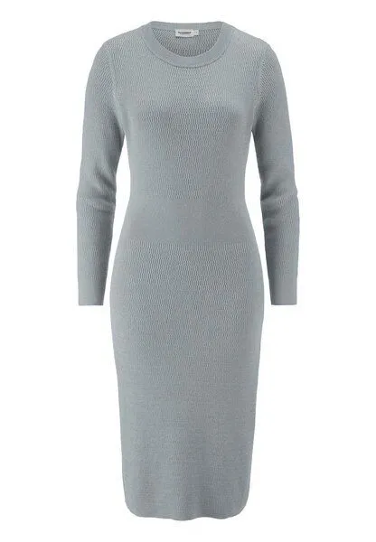hessnatur hessnatur Strick Kleid Regular aus Bio-Baumwolle mit Bio-Merinowolle, Nebelblau, – Produktbild 3 von 4