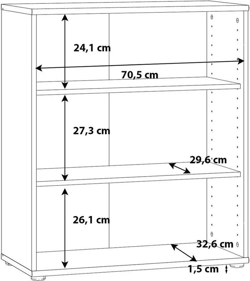 FORTE Regal Tempra, Mehrzweckregal breit, Höhe 111,1cm, 2 Ablageböden, Breite 73,7 cm, Weiß, – Produktbild 4 von 4