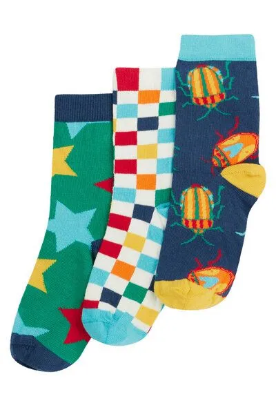 Frugi Frugi Kindersocken in Dreierpack mit Käfer – Produktbild 1 von 3