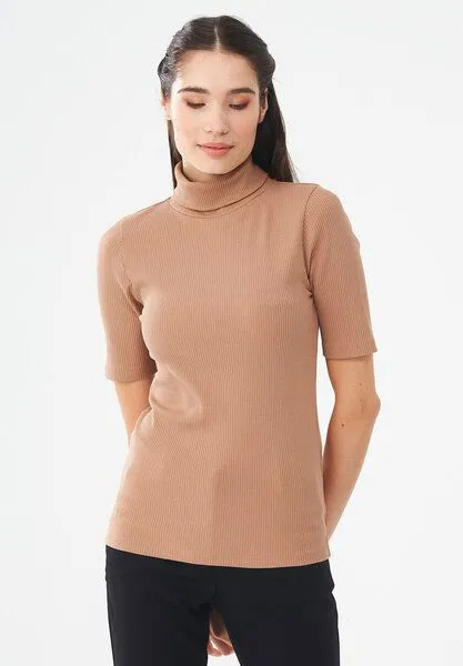 ORGANICATION ORGANICATION Rollkragenshirt aus Bio-Baumwolle, Light brown, – Produktbild 4 von 4