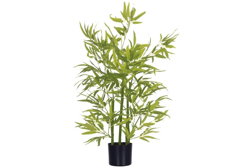 HOMCOM Kunstpflanze Künstliche Pflanzen wie echt, Kunstbambus im Topf Bambus, HOMCOM, Höhe 90 cm, Deko für Wohnzimmer, Schlafzimmer, Garten, Grün, – Produktbild 2 von 4