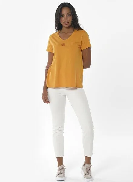 ORGANICATION ORGANICATION T-Shirt aus Bio-Baumwolle mit Solar-Stickerei, Orange(mango), – Produktbild 2 von 4