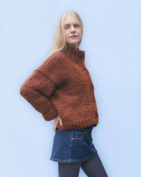 PANAPUFA PANAPUFA Chunky Strickjacke aus Merinowolle, Blau, – Produktbild 4 von 4
