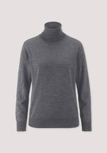 hessnatur hessnatur Rollkragenpullover Relaxed aus reiner Bio-Merinowolle, Grau, – Produktbild 4 von 4
