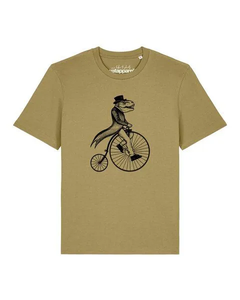 watapparel watapparel T-Shirt Unisex T-Rex auf Fahrrad, Faded olive, – Produktbild 1 von 2
