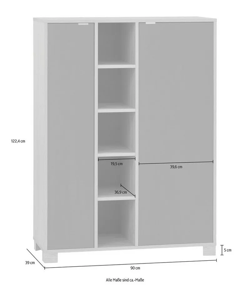 Schildmeyer Midischrank Anouk Solide Verarbeitung - Dieses Produkt ist in Deutschland gefertigt, Grau, – Produktbild 5 von 5