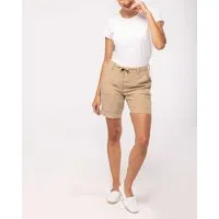 YTWOO YTWOO Damen Bermuda-Shorts Straight Fit aus nachhaltigen Lyocellfasern und Leinen, Beige, – Produktbild 1 von 1