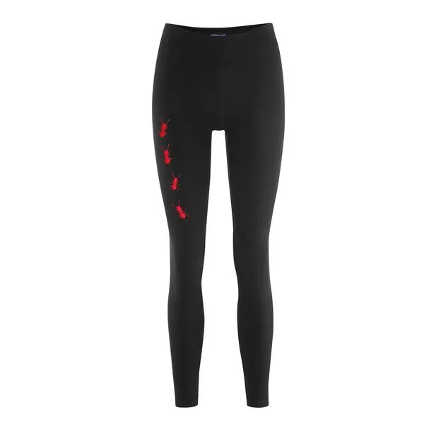 HANDGEDRUCKT HANDGEDRUCKT Leggings aus Biobaumwolle " Ameisen", Black, – Produktbild 1 von 2