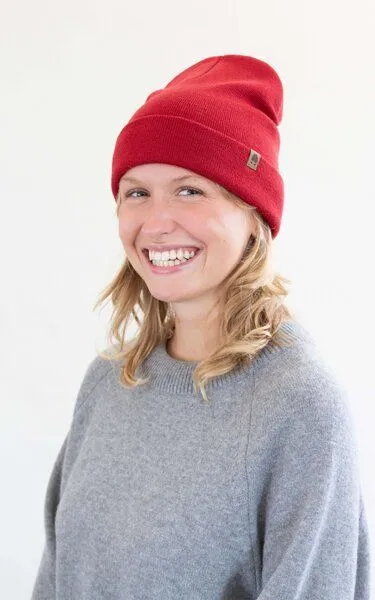 Kopyto Kopyto WOLF - Glatte Zweilagige Beanie Mütze aus 100% RWS-Merinowolle, Rot, – Produktbild 2 von 5