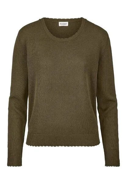 hessnatur hessnatur Strick Pullover Relaxed aus Leinen mit Bio-Baumwolle und LENZING ECOVERO, Goldoliv, – Produktbild 3 von 4
