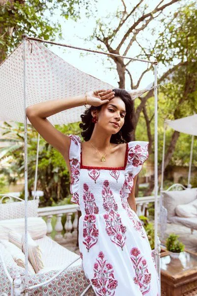 Haus of Namaste Haus of Namaste Midikleid aus Bio-Baumwolle – handbedruckt mit veganen Farben – Produktbild 4 von 4