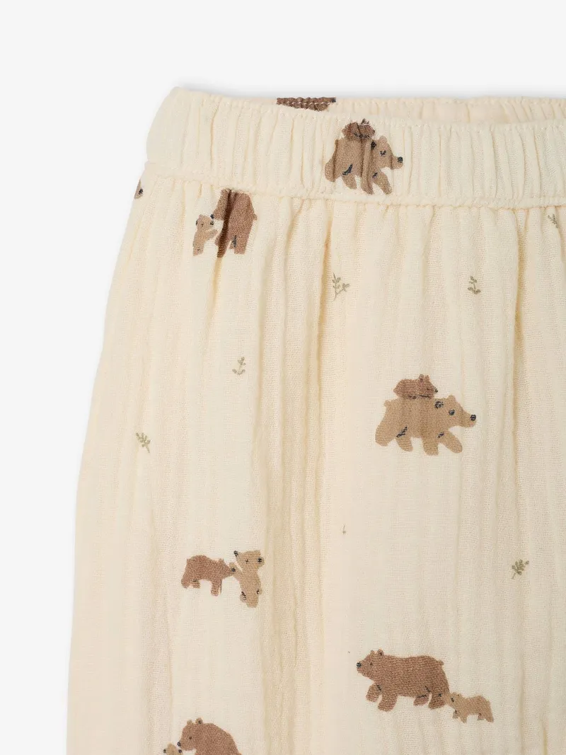 Vertbaudet Baby Hose aus Musselin, Wollweiß bären, – Produktbild 3 von 3