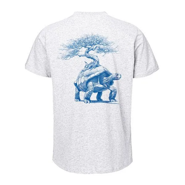 HANDGEDRUCKT HANDGEDRUCKT "Lange Reise" Unisex T-Shirt von Neutral, Ash grey, – Produktbild 1 von 3