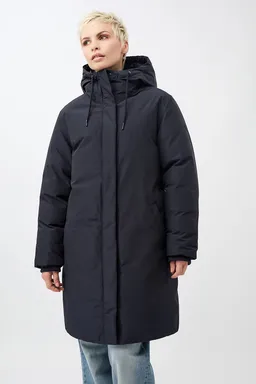 LangerChen LangerChen Damen vegan Lange Jacke Mit Kapuze Marineblau – Produktbild 1 von 1