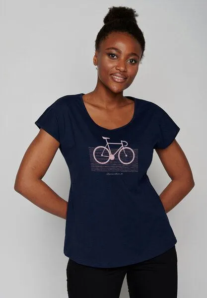 GreenBomb GREENBOMB Bike Streak Cool - Sportliches T-Shirt aus Bio-Baumwolle / hochwertiger Print / GOTS / Fair & Vegan, Blau (marineblau), – Produktbild 1 von 4