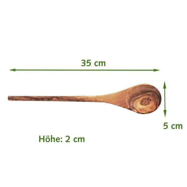 NATUREHOME NATUREHOME Olivenholz Kochlöffel Holzlöffel im 2er Set verschiedene Größen 25 und 35 cm – Produktbild 3 von 3