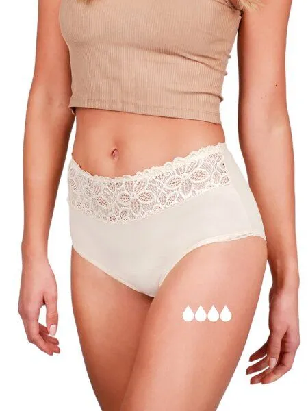 Taynie Periodenunterwäsche Bio-Baumwolle OEKO-TEX® biozidfrei ohne PFAs leichte bis mittlere Tage Taynie Deluxe, Beige, – Produktbild 2 von 4