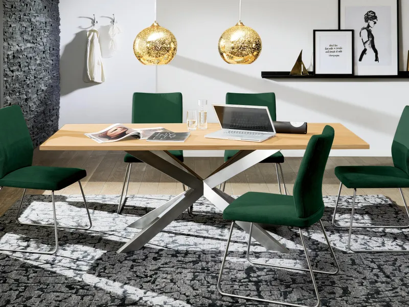 allnatura Tisch "Aurana" | 90x200 cm | schwarz pulverbeschichtet, Nussbaum, – Produktbild 1 von 2