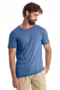 RAVENS VIEW IBIZA RAVENS VIEW IBIZA Herren vegan Tee Egan Knopf Indigoblau – Produktbild 1 von 1