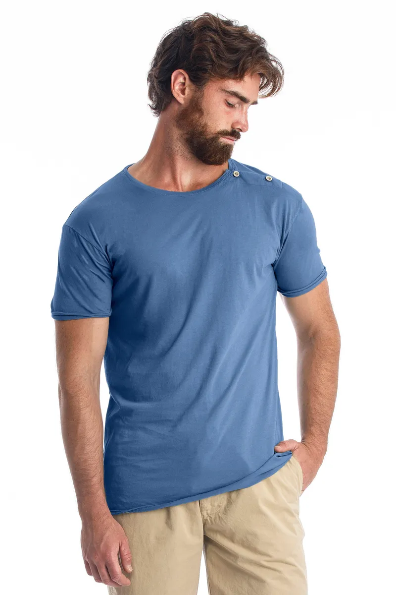 RAVENS VIEW IBIZA RAVENS VIEW IBIZA Herren vegan Tee Egan Knopf Indigoblau, Dunkelblau, – Produktbild 1 von 1