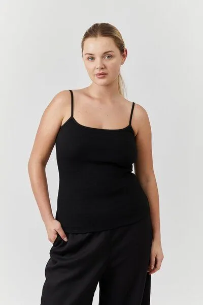 The Slow Label The Slow Label Hochwertiges Tank Top aus festem Baumwollstoff, Schwarz, – Produktbild 1 von 4
