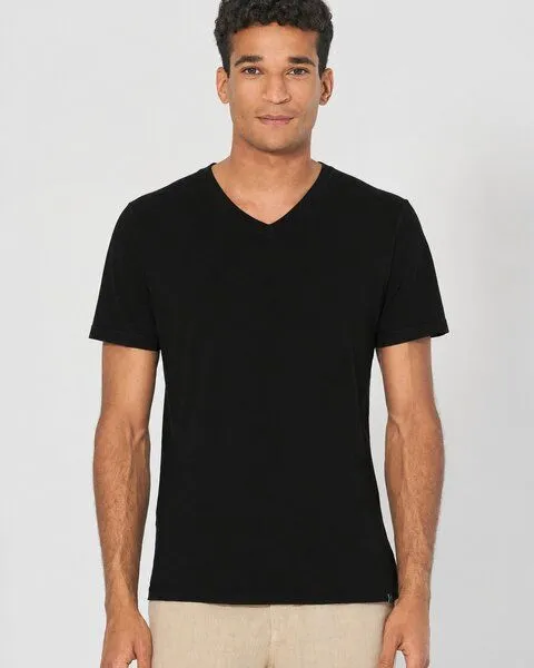 HempAge HempAge V-Kragen T-Shirt Hanf/Biobaumwolle, Black(schwarz), – Produktbild 1 von 4