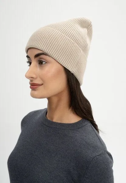MELA MELA Rippstrick Mütze Style KALI aus 100% Bio-Baumwolle, Kiesel melange, – Produktbild 2 von 4
