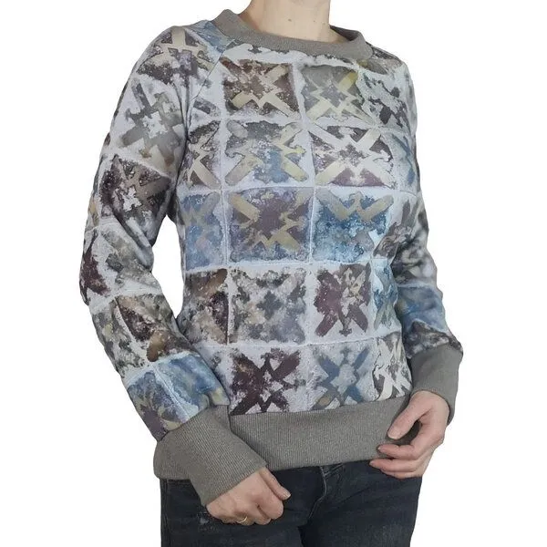 liebewicht liebewicht KapOn "Hildegard 51" Pullover Sommersweat Print bio mit oder ohne Kapuze, Bunt/beige ohne kapuze, – Produktbild 4 von 4