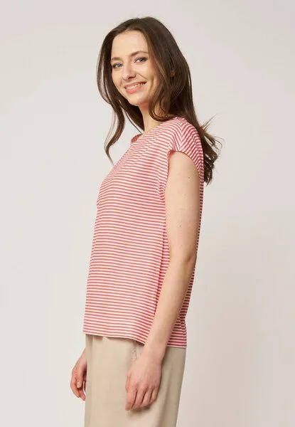 LANA Organic LANA Organic Sommershirt für Damen, Modell Kim, Iza coral - ecru, – Produktbild 3 von 4