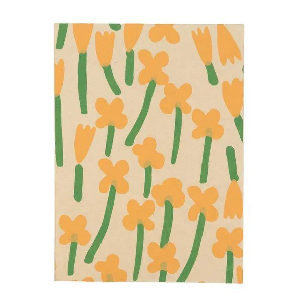 El Puente El Puente Grußkarte mit Umschlag aus Papier mit Blumen-Motiv | Fair Trade & Handmade aus Bangladesch, Orange,grün, – Produktbild 1 von 2