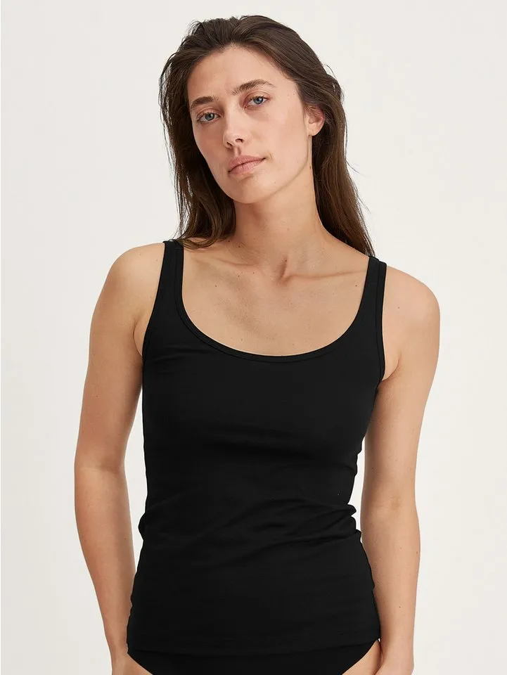 CALIDA CALIDA Shirttop Essential Cotton Baumwoll-Mix, Single Jersey, elastisch, Rundhalsausschnitt, Schwarz, – Produktbild 3 von 5