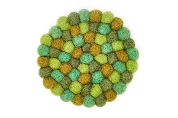 short'n'pietz short'n'pietz handgefilzte Glasuntersetzer aus Filzkugeln, Grün, – Produktbild 1 von 4