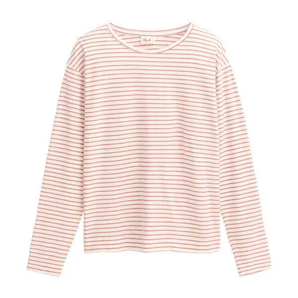 People Wear Organic People Wear Organic Langarmshirt, geringelt, Bio-Baumwolle, Rosenholz geringelt, – Produktbild 1 von 3