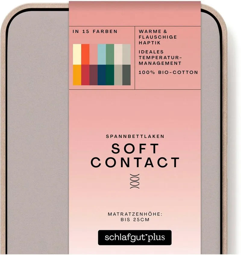 Schlafgut Schlafgut Spannbettlaken Soft Contact, Feinbiber, Gummizug: rundum, (1 Stück), 100% Bio Baumwolle, Beige, – Produktbild 3 von 5
