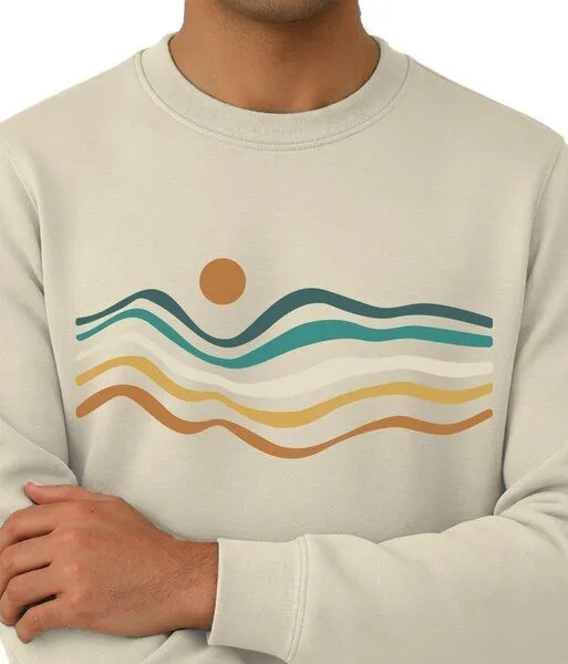 Spreecult Spreecult Retro Sunset - Unisex Sweatshirt - Bio und Fair - Natur Nacht Berge Wasser, Natural, – Produktbild 2 von 4