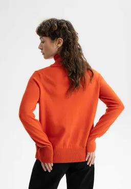 MELA MELA Damen vegan Feinstrickpullover Rollkragen Mayura Orange Ziegel – Produktbild 1 von 1