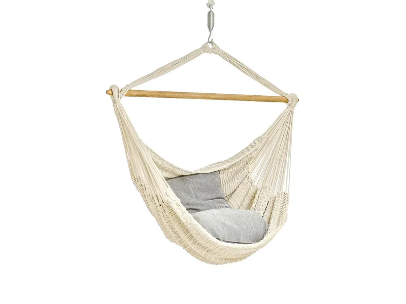 HängemattenGlück HängemattenGlück Hängesessel BALAO GRANDE aus Bio-Baumwolle, Natur-weiss, – Produktbild 1 von 7
