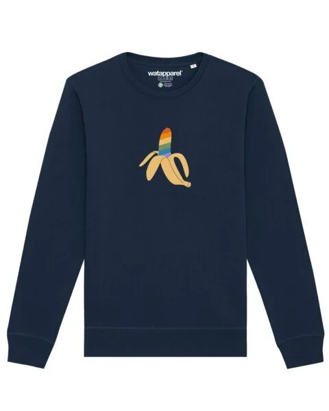 watapparel watapparel Sweatshirt Unisex Rainbow Banana, French navy, – Produktbild 1 von 4