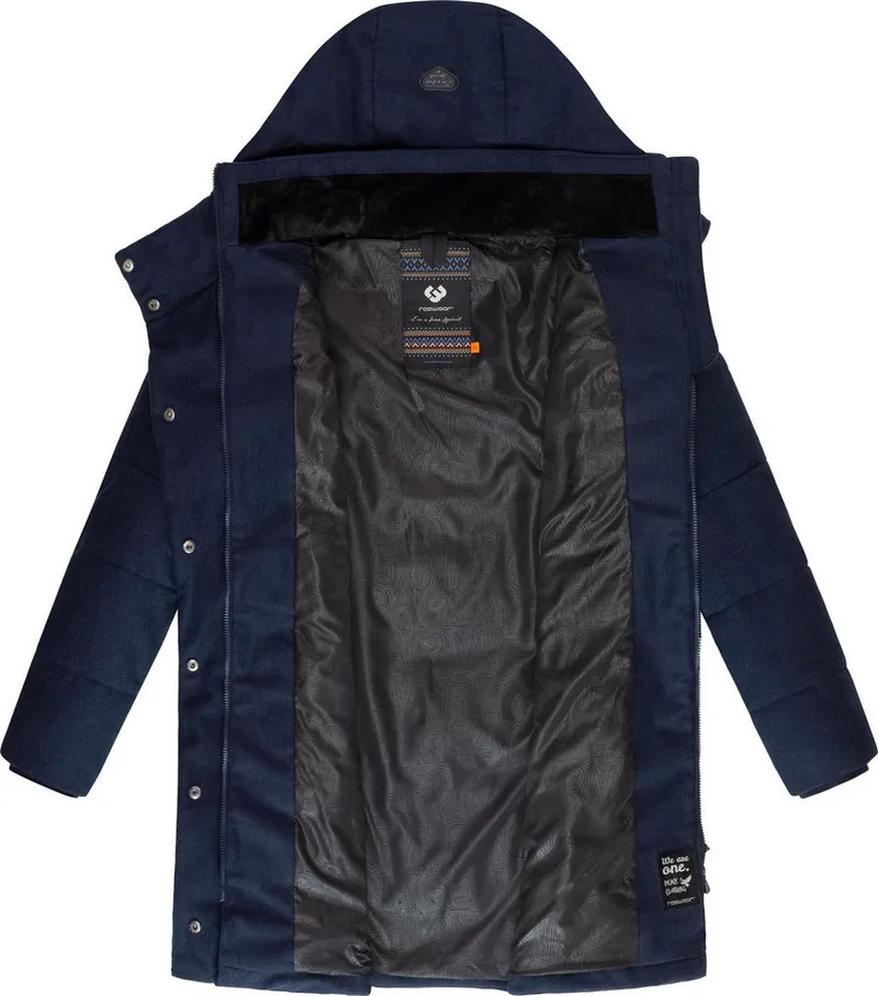 ragwear ragwear Wintermantel Pavla Coat stylischer Damen Steppmantel in Woll-Optik, Blau, – Produktbild 1 von 3