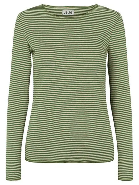 Jalfe Langarmshirt schmal geringelt von Jalfe, Grün/ natur melange, – Produktbild 1 von 1
