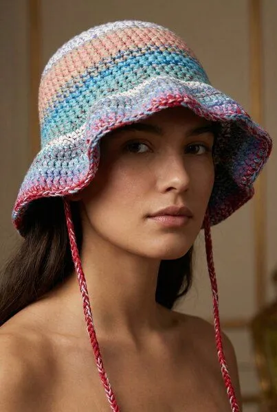 KnitToChange KnitToChange Handgehäkelte Bucket Hat aus Baumwolle – Multicolor – Produktbild 2 von 4