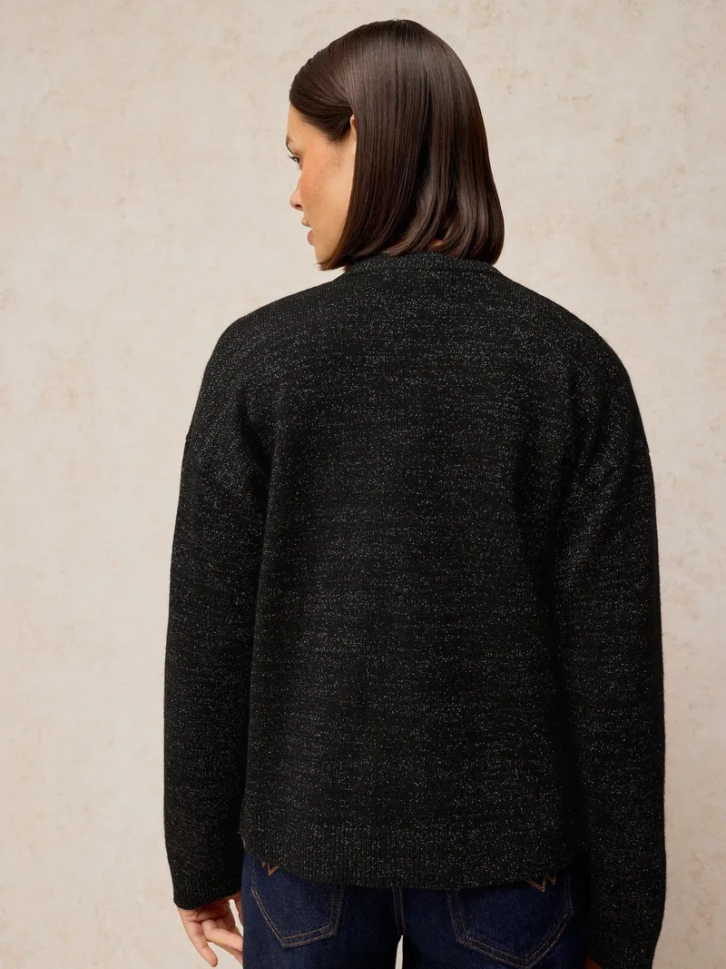 White Stuff White Stuff Glitzernder Strickcardigan Sansa, Reines schwarz, – Produktbild 4 von 4
