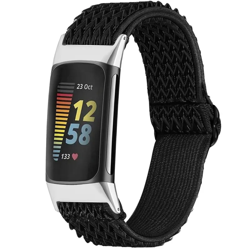 imoshion imoshion Elastisches Nylonarmband für Fitbit Charge 5 / 6, Schwarz, – Produktbild 1 von 1