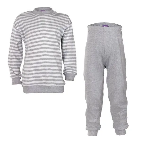 Living Crafts Living Crafts Kinder Schlafanzug aus 100% Bio-Baumwolle - ELEPHANT, Grey-melange/white striped, – Produktbild 2 von 2