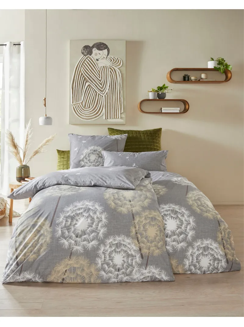 heine home Bettwäsche steingrau-sand-bedruckt, Steingrau-sand-bedruckt, – Produktbild 1 von 3