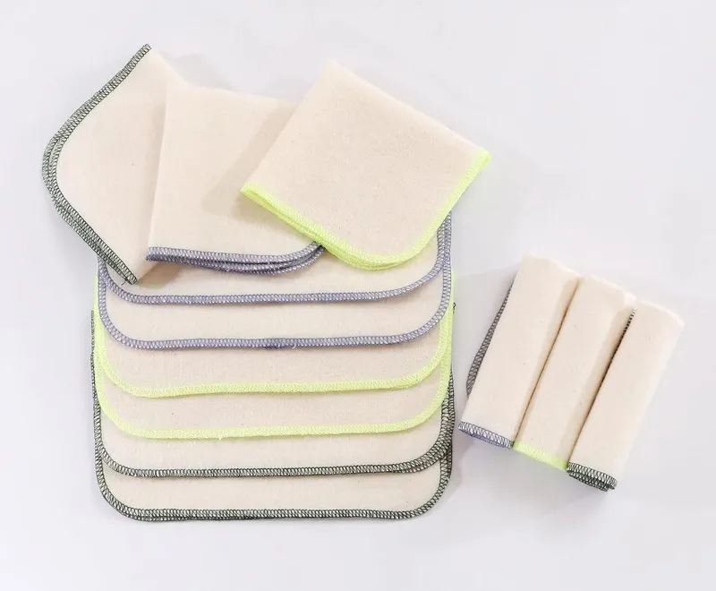 Montegoni Waschhandschuh Flanellwaschlappen aus Bio-Baumwolle-15 Stück 21cm x21cm, (Mehrweg Baby Waschlappen als Ersatz für Feuchttücher, 15-St), Kleine waschbare mini Baumwolltücher, Weiß, – Produktbild 2 von 4