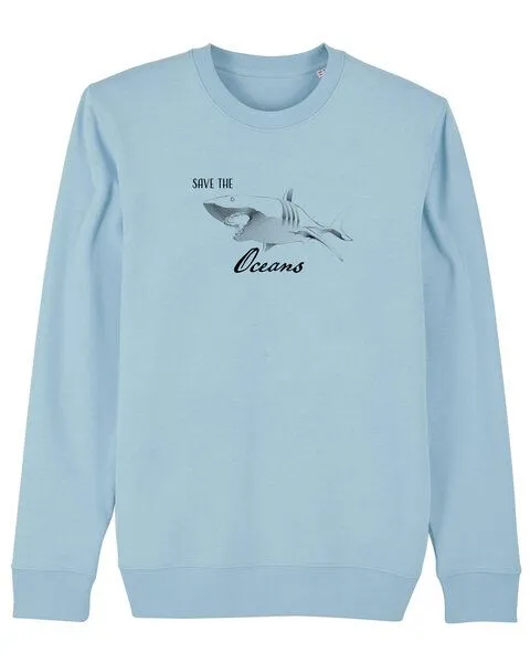 Human Family Human Family Bio Unisex Rundhals-Sweatshirt - "Switch - Save Oceans" in 3 Farben, Hellblau, – Produktbild 3 von 4