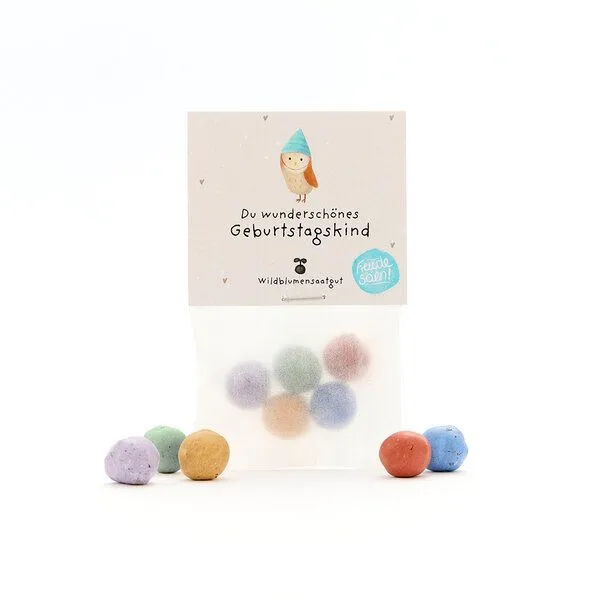 Die Stadtgärtner Die Stadtgärtner 5 bunte Blumenmurmeln im Tütchen mit Wildblumensaatgut | Geschenkidee und tolle Überraschung zum Geburtstag – Produktbild 2 von 4